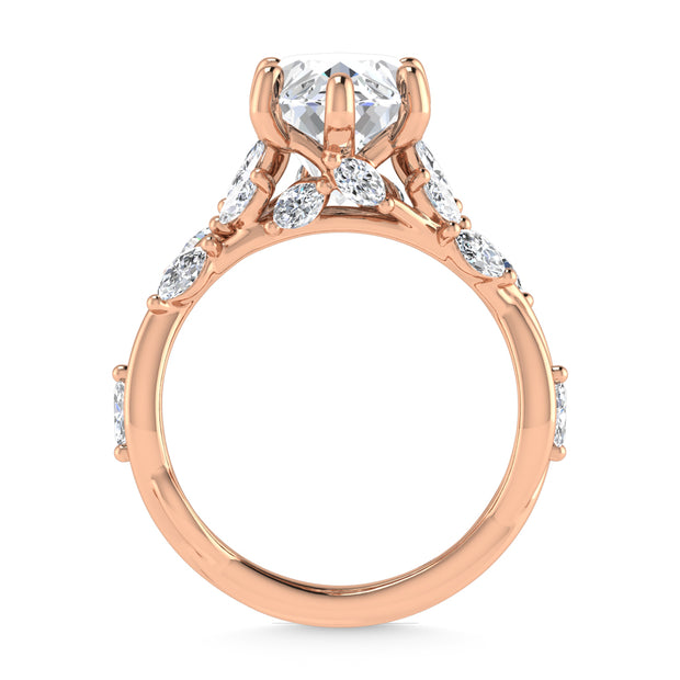 14K Rose Gold Lab Grown Diamond 3 1/2 Ct.Tw. Marquise Engagement Ring (Center 3 ct)