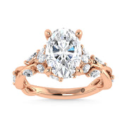 14K Rose Gold Lab Grown Diamond 3 1/2 Ct.Tw. Marquise and Oval Engagement Ring (Center 3 ct)