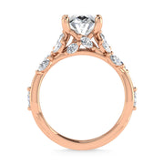 14K Rose Gold Lab Grown Diamond 3 1/2 Ct.Tw. Marquise and Oval Engagement Ring (Center 3 ct)