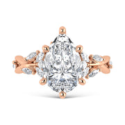 14K Rose Gold Lab Grown Diamond 3 1/2 Ct.Tw. Marquise and Pear Engagement Ring (Center 3 ct)