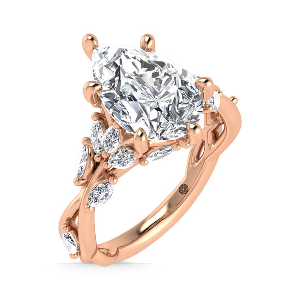 14K Rose Gold Lab Grown Diamond 3 1/2 Ct.Tw. Marquise and Pear Engagement Ring (Center 3 ct)