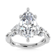 14K White Gold Lab Grown Diamond 3 1/2 Ct.Tw. Marquise Engagement Ring (Center 3 ct)