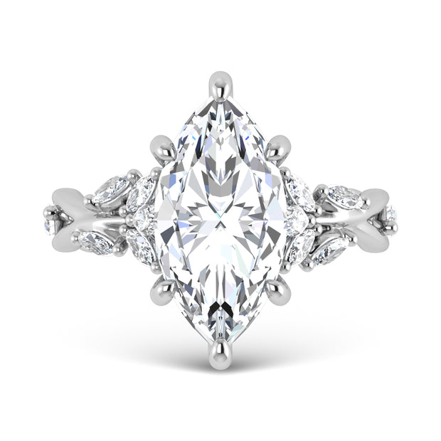 14K White Gold Lab Grown Diamond 3 1/2 Ct.Tw. Marquise Engagement Ring (Center 3 ct)