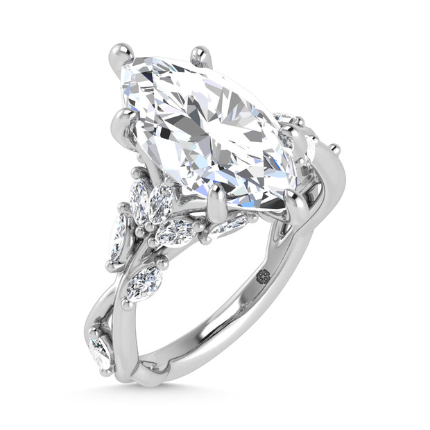 14K White Gold Lab Grown Diamond 3 1/2 Ct.Tw. Marquise Engagement Ring (Center 3 ct)