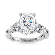 14K White Gold Lab Grown Diamond 3 1/2 Ct.Tw. Marquise and Oval Engagement Ring (Center 3 ct)