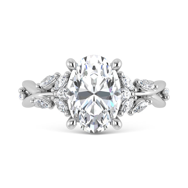 14K White Gold Lab Grown Diamond 3 1/2 Ct.Tw. Marquise and Oval Engagement Ring (Center 3 ct)