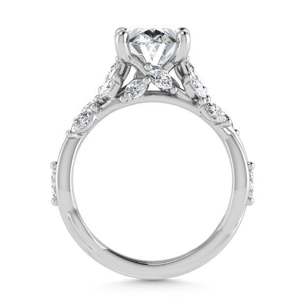 14K White Gold Lab Grown Diamond 3 1/2 Ct.Tw. Marquise and Oval Engagement Ring (Center 3 ct)