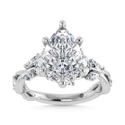 14K White Gold Lab Grown Diamond 3 1/2 Ct.Tw. Marquise and Pear Engagement Ring (Center 3 ct)