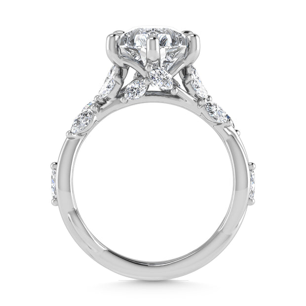 14K White Gold Lab Grown Diamond 3 1/2 Ct.Tw. Marquise and Pear Engagement Ring (Center 3 ct)