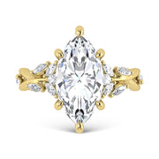 14K Yellow Gold Lab Grown Diamond 3 1/2 Ct.Tw. Marquise Engagement Ring (Center 3 ct)