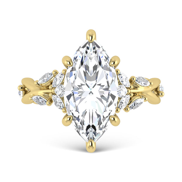 14K Yellow Gold Lab Grown Diamond 3 1/2 Ct.Tw. Marquise Engagement Ring (Center 3 ct)