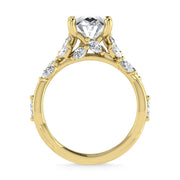 14K Yellow Gold Lab Grown Diamond 3 1/2 Ct.Tw. Marquise and Oval Engagement Ring (Center 3 ct)