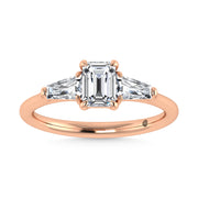 14K Rose Gold Lab Grown Diamond 1 1/4 Ct.Tw. Three Stone Ring (Center 3/4 ct)