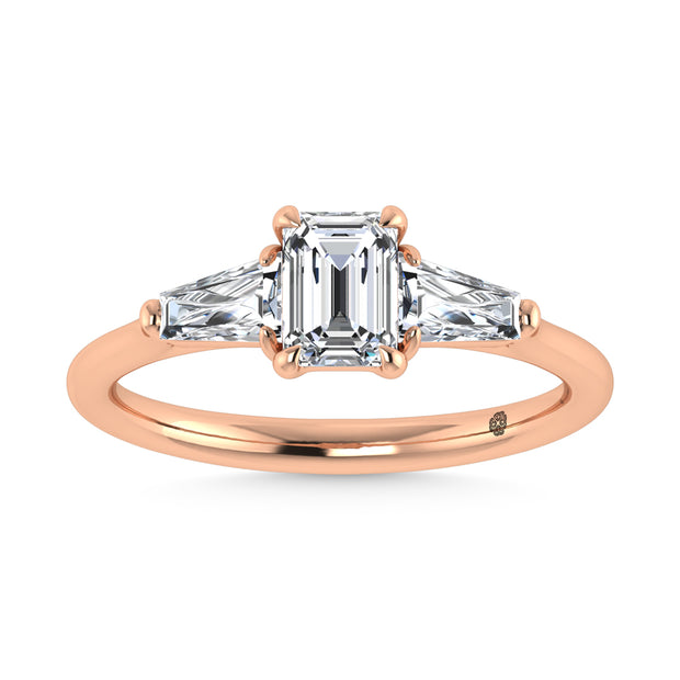 14K Rose Gold Lab Grown Diamond 1 1/4 Ct.Tw. Three Stone Ring (Center 3/4 ct)