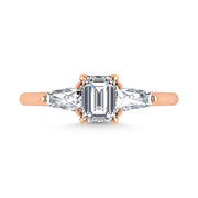 14K Rose Gold Lab Grown Diamond 1 1/4 Ct.Tw. Three Stone Ring (Center 3/4 ct)