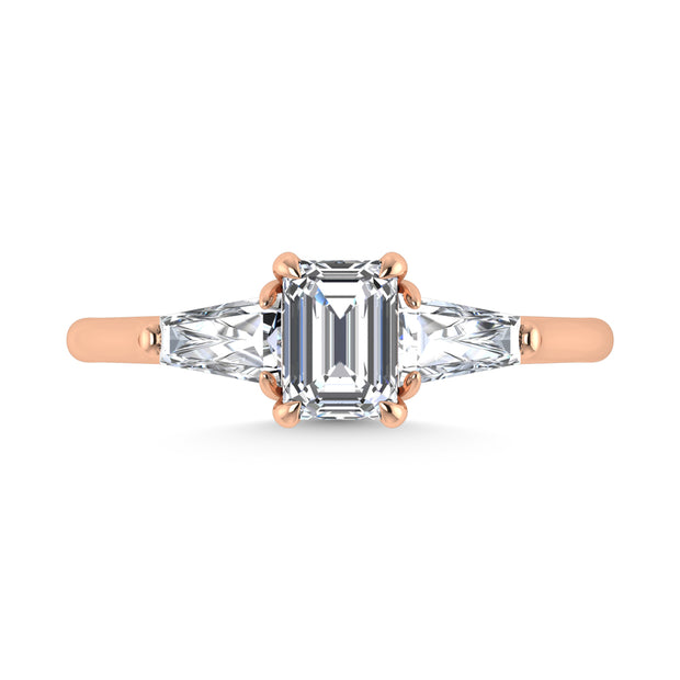 14K Rose Gold Lab Grown Diamond 1 1/4 Ct.Tw. Three Stone Ring (Center 3/4 ct)