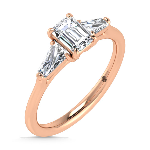 14K Rose Gold Lab Grown Diamond 1 1/4 Ct.Tw. Three Stone Ring (Center 3/4 ct)