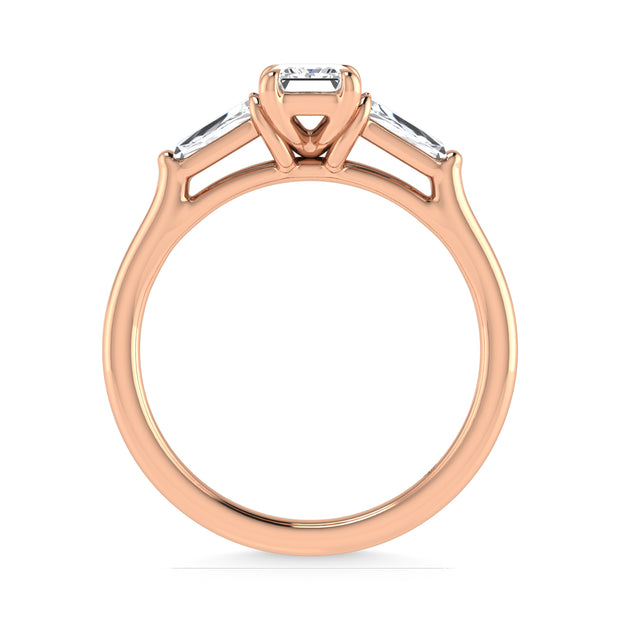 14K Rose Gold Lab Grown Diamond 1 1/4 Ct.Tw. Three Stone Ring (Center 3/4 ct)