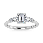 14K White Gold Lab Grown Diamond 1 1/4 Ct.Tw. Three Stone Ring (Center 3/4 ct)