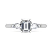 14K White Gold Lab Grown Diamond 1 1/4 Ct.Tw. Three Stone Ring (Center 3/4 ct)