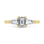 14K Yellow Gold Lab Grown Diamond 1 1/4 Ct.Tw. Three Stone Ring (Center 3/4 ct)