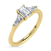 14K Yellow Gold Lab Grown Diamond 1 1/4 Ct.Tw. Three Stone Ring (Center 3/4 ct)