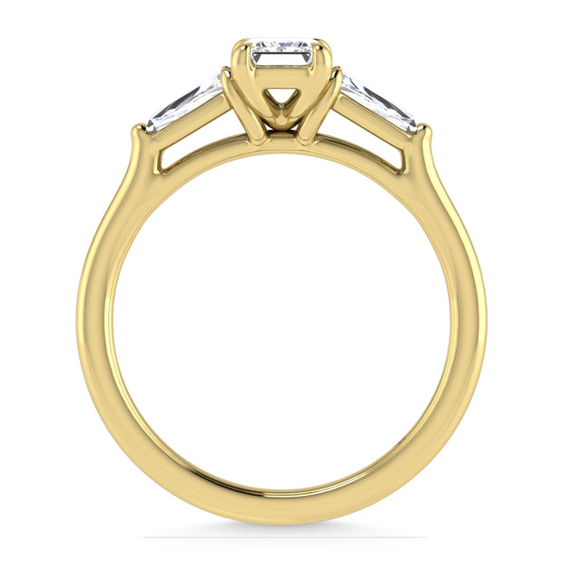 14K Yellow Gold Lab Grown Diamond 1 1/4 Ct.Tw. Three Stone Ring (Center 3/4 ct)