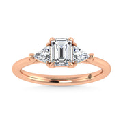 14K Rose Gold Lab Grown Diamond 1 1/4 Ct.Tw. Three Stone Ring (Center 3/4 ct)