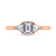 14K Rose Gold Lab Grown Diamond 1 1/4 Ct.Tw. Three Stone Ring (Center 3/4 ct)