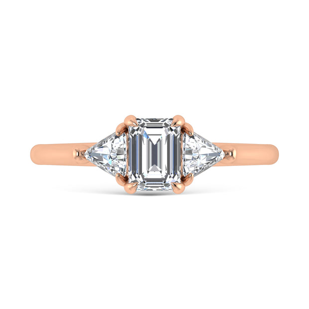 14K Rose Gold Lab Grown Diamond 1 1/4 Ct.Tw. Three Stone Ring (Center 3/4 ct)