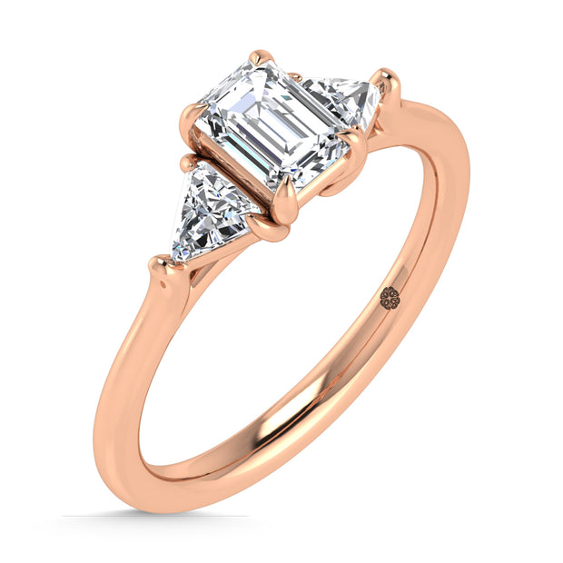 14K Rose Gold Lab Grown Diamond 1 1/4 Ct.Tw. Three Stone Ring (Center 3/4 ct)