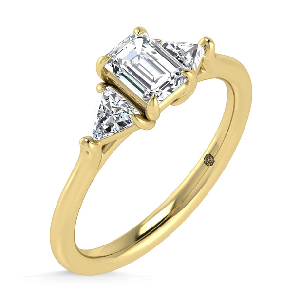 14K Yellow Gold Lab Grown Diamond 1 1/4 Ct.Tw. Three Stone Ring (Center 3/4 ct)