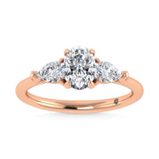 14K Rose Gold Lab Grown Diamond 1 1/4 Ct.Tw. Three Stone Ring (Center 3/4 ct)