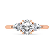 14K Rose Gold Lab Grown Diamond 1 1/4 Ct.Tw. Three Stone Ring (Center 3/4 ct)