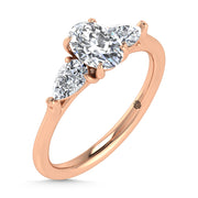 14K Rose Gold Lab Grown Diamond 1 1/4 Ct.Tw. Three Stone Ring (Center 3/4 ct)