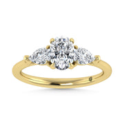 14K Yellow Gold Lab Grown Diamond 1 1/4 Ct.Tw. Three Stone Ring (Center 3/4 ct)