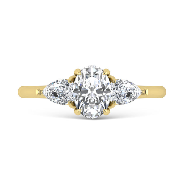 14K Yellow Gold Lab Grown Diamond 1 1/4 Ct.Tw. Three Stone Ring (Center 3/4 ct)