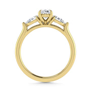 14K Yellow Gold Lab Grown Diamond 1 1/4 Ct.Tw. Three Stone Ring (Center 3/4 ct)