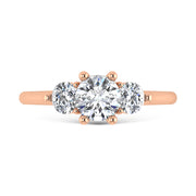 14K Rose Gold Lab Grown Diamond 1 1/4 Ct.Tw. Three Stone Ring (Center 3/4 ct)