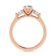 14K Rose Gold Lab Grown Diamond 1 1/4 Ct.Tw. Three Stone Ring (Center 3/4 ct)