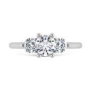 14K White Gold Lab Grown Diamond 1 1/4 Ct.Tw. Three Stone Ring (Center 3/4 ct)