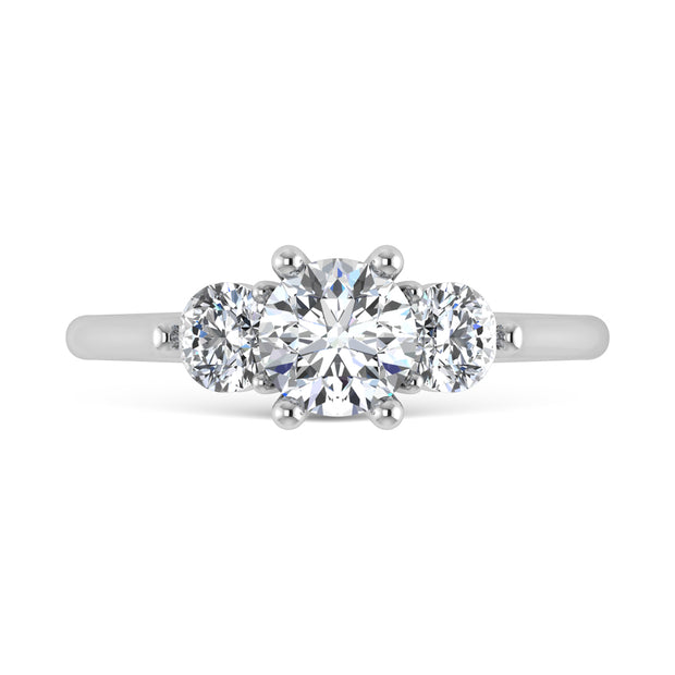 14K White Gold Lab Grown Diamond 1 1/4 Ct.Tw. Three Stone Ring (Center 3/4 ct)