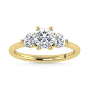 14K Yellow Gold Lab Grown Diamond 1 1/4 Ct.Tw. Three Stone Ring (Center 3/4 ct)