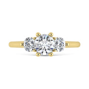 14K Yellow Gold Lab Grown Diamond 1 1/4 Ct.Tw. Three Stone Ring (Center 3/4 ct)