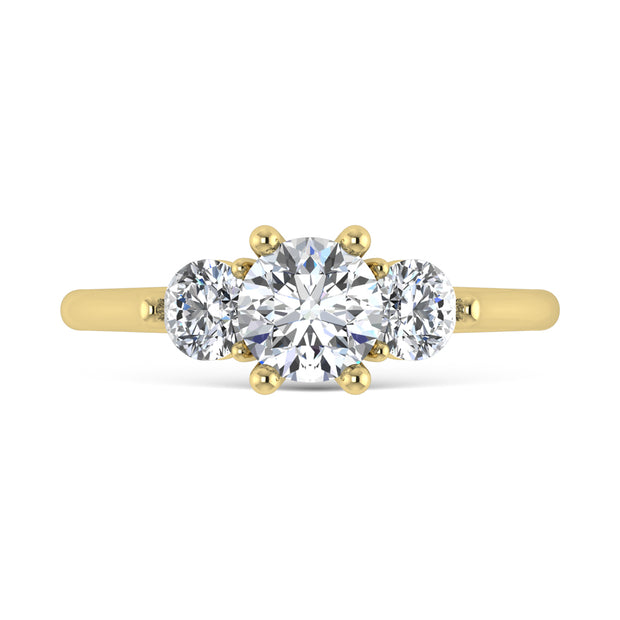 14K Yellow Gold Lab Grown Diamond 1 1/4 Ct.Tw. Three Stone Ring (Center 3/4 ct)