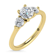 14K Yellow Gold Lab Grown Diamond 1 1/4 Ct.Tw. Three Stone Ring (Center 3/4 ct)