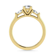 14K Yellow Gold Lab Grown Diamond 1 1/4 Ct.Tw. Three Stone Ring (Center 3/4 ct)