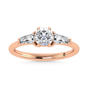 14K Rose Gold Lab Grown Diamond 1 1/4 Ct.Tw. Three Stone Ring (Center 3/4 ct)