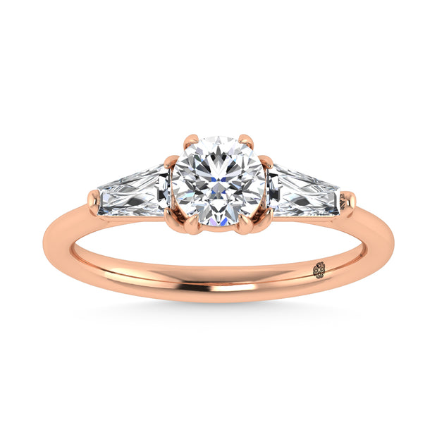 14K Rose Gold Lab Grown Diamond 1 1/4 Ct.Tw. Three Stone Ring (Center 3/4 ct)