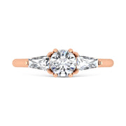 14K Rose Gold Lab Grown Diamond 1 1/4 Ct.Tw. Three Stone Ring (Center 3/4 ct)